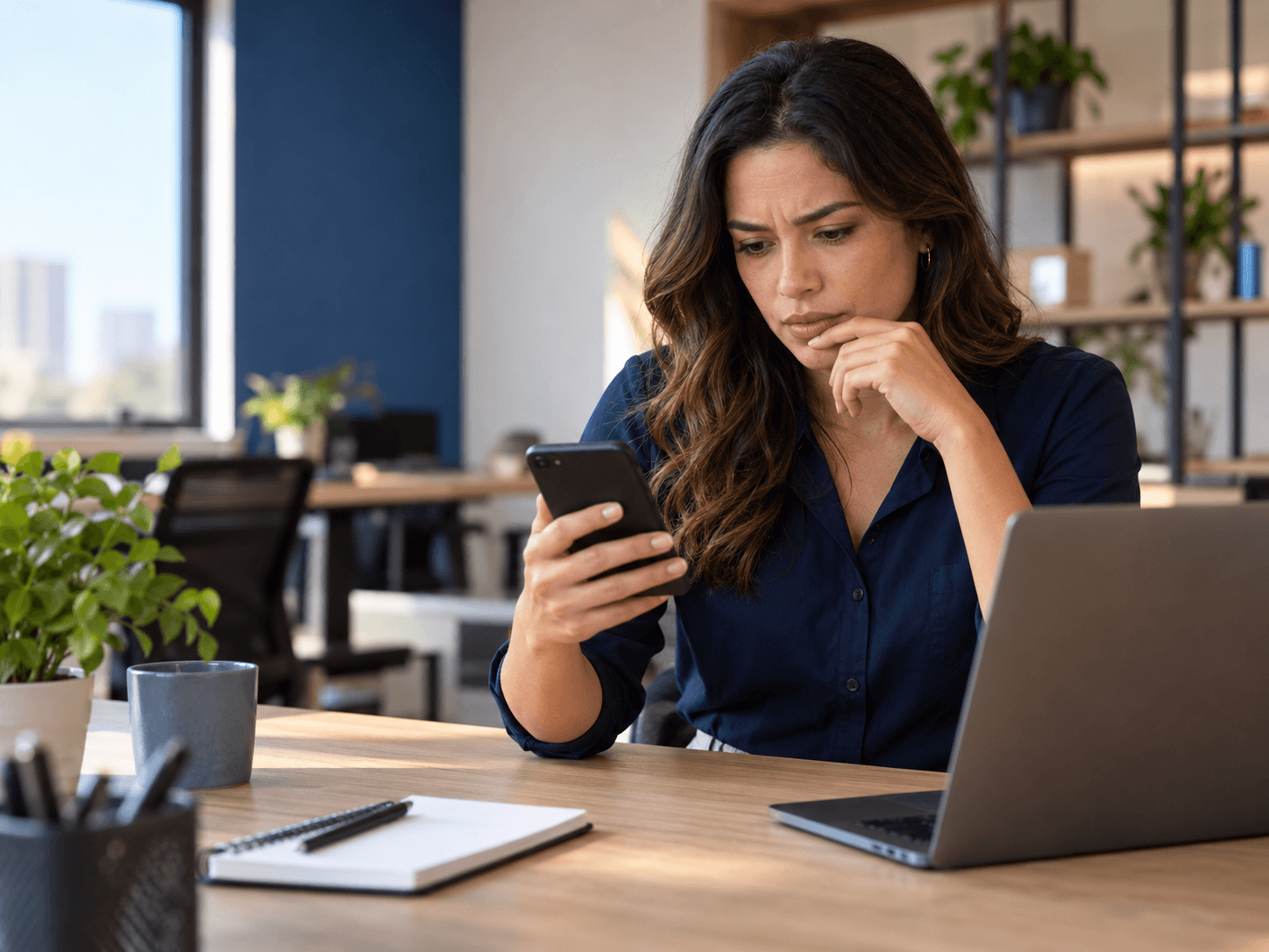 Profissional de atendimento com várias conversas no celular